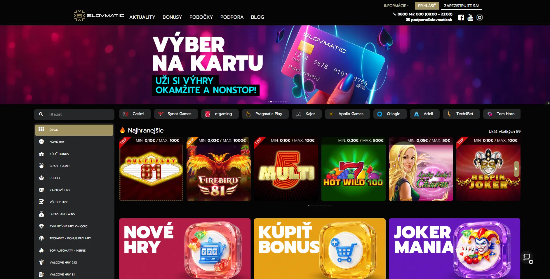 Výbery výhier po vklade cez SMS casino